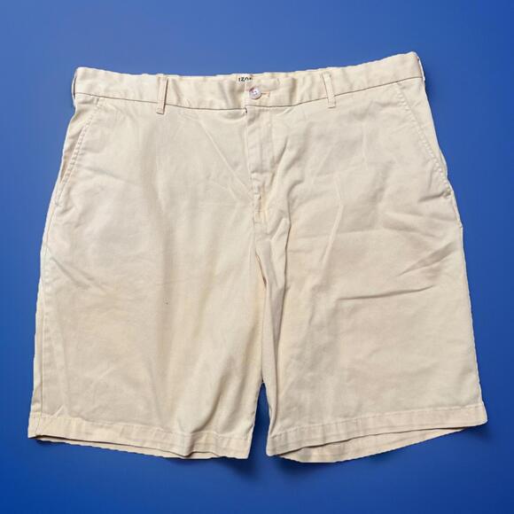 IZOD Mens Size 38 SaltWater‎ Chino Shorts Yellow Cotton 39x9 - Picture 1 of 5